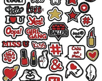 Applikation Logo Embroidery Patch Bundle: 33 moderne Emblem Designs (digitales Muster)