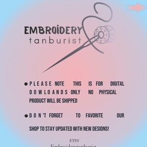 K&ouml;nnte beinhalten: Digitalgrafik mit dem Text "EMBROIDERY tanburist" und einem Nadel- und Faden-Design. Das Bild enth&auml;lt den Text "PLEASE NOTE THIS IS FOR DIGITAL DOWNLOADS ONLY NO PHYSICAL PRODUCT WILL BE SHIPPED".