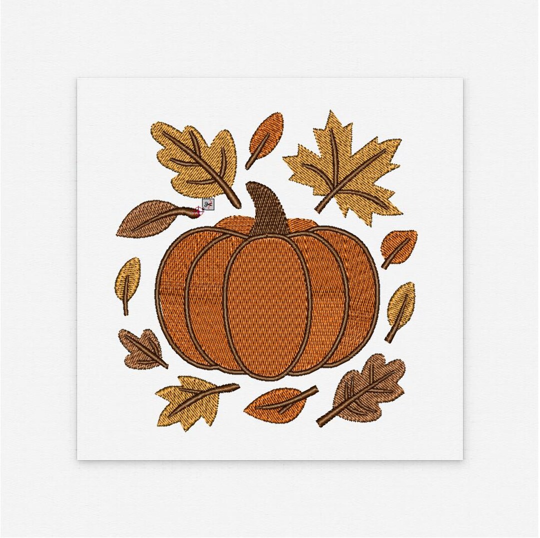 Fall Pumpkin Machine Embroidery Design: Autumn Leaves Pattern ...