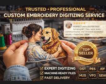 Custom Embroidery Digitizing Service From Your Image | Logo, Line Art, Portrait, Pet, Text | Machine Ready Files