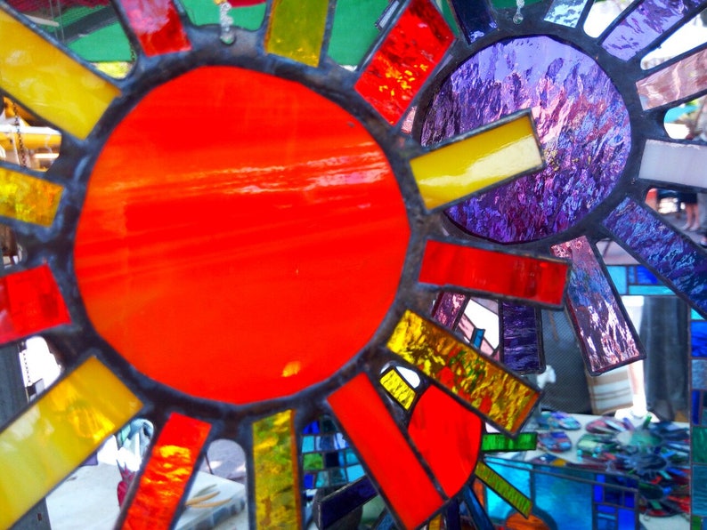 Glass suncatcher Home decor Feng Shui decor, Yard design Stained glass sun