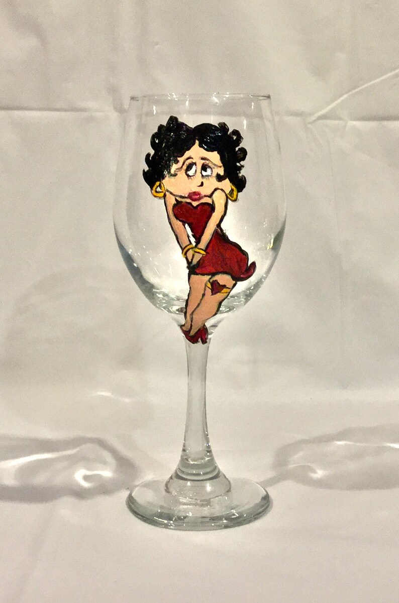 Betty Boop Wine Glass Painted Wine Glass Painted Glasses Etsy