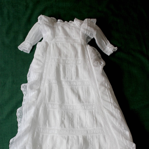 Christening gown, handmade French, 1890 - 1910, with petticoat