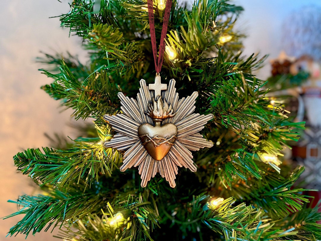 Sacred Heart of Jesus Ornament, Christmas Tree, Catholic Home Decor Etsy