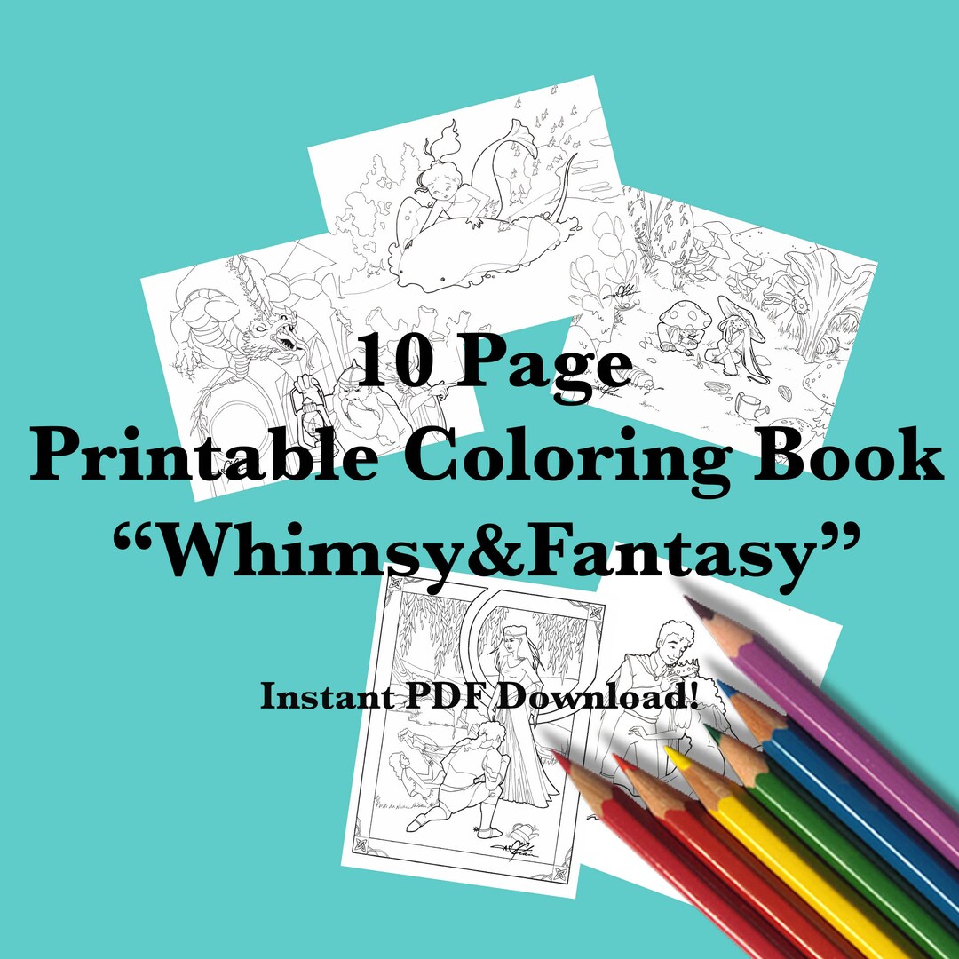 Whimsy and Fantasy Printable Coloring Book Download - Etsy