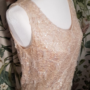1960s Top Handmade Pearl and Sequin Top Vintage Luxury Top