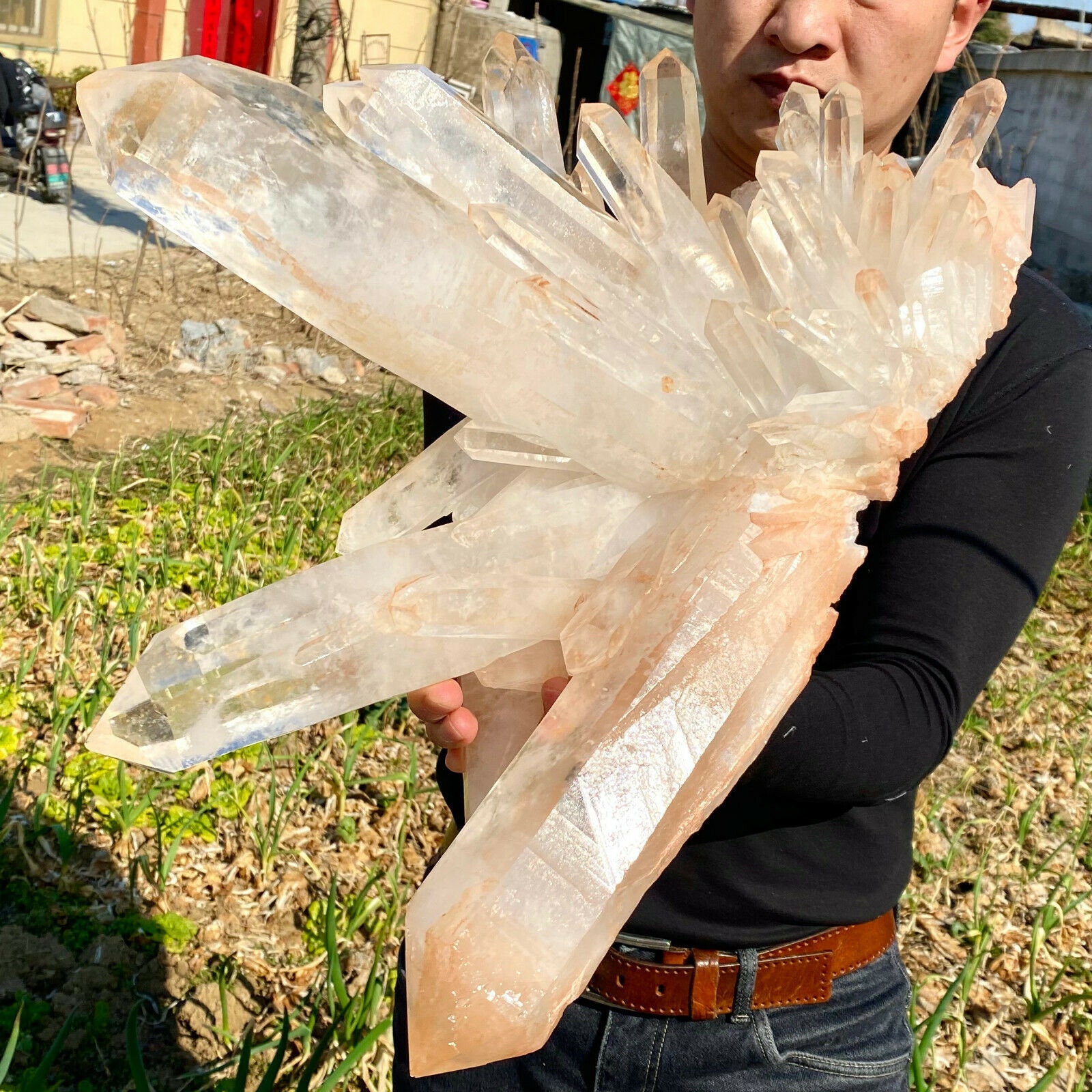 Large crystal cluster large clear quartz crystal cluster from Etsy