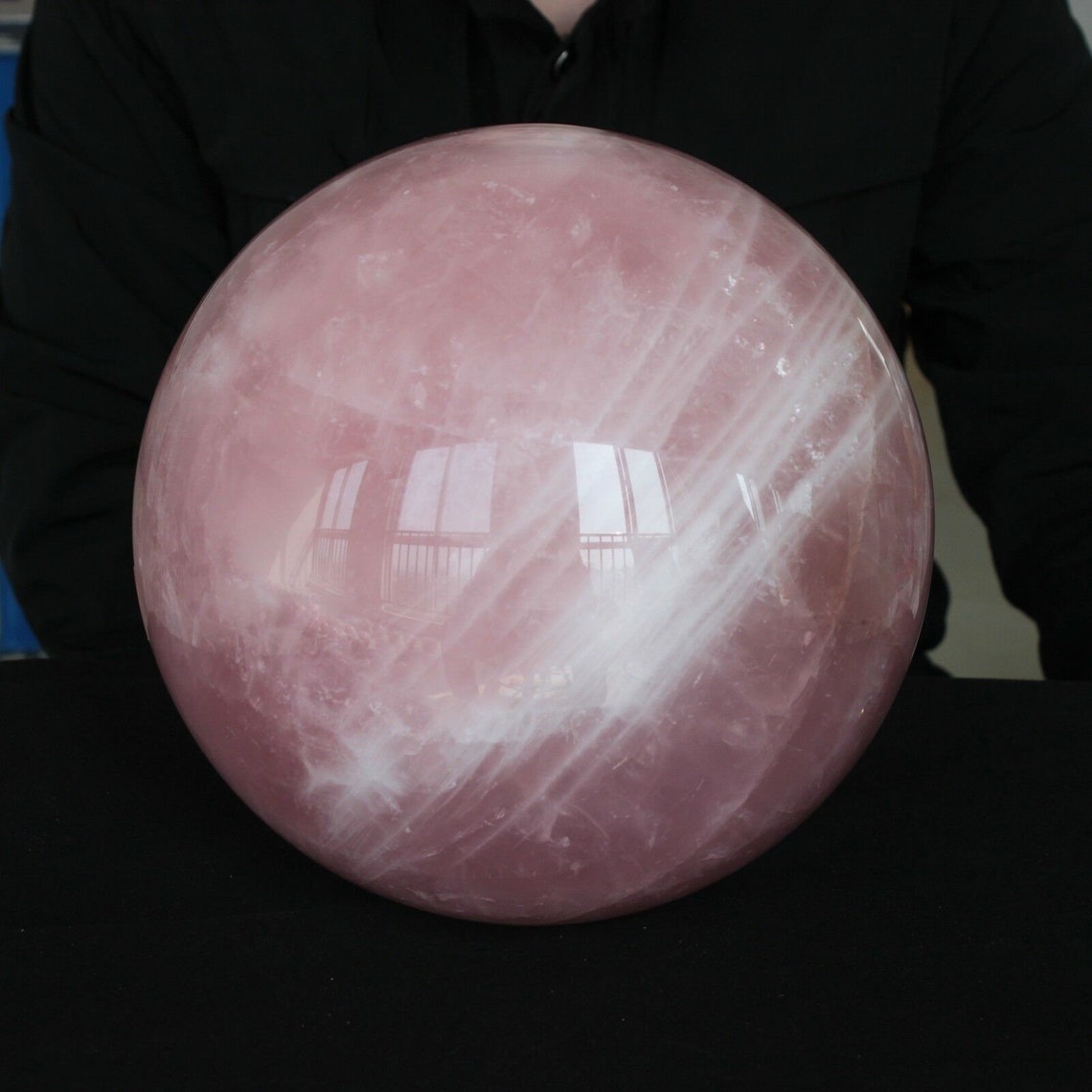 Large rose quartz sphere incredibly pink natural rose quartz Etsy