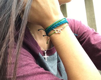 Serotonin Molecule Trio (3) - Unisex, Customizable, Adjustable, Braided Friendship Bracelet for Depression Awareness