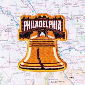 Philadelphia Liberty Bell Patch - Embroidered Iron-On Travel Souvenir (3x2.5")