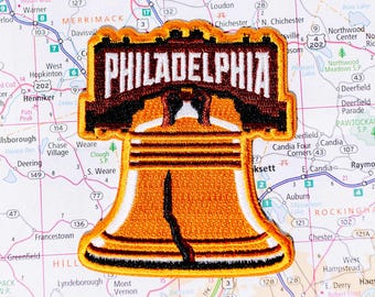 Philadelphia Liberty Bell Patch - Embroidered Iron-On Travel Souvenir (3x2.5")