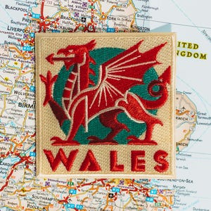 Very Small Wales Dragon Oblong Embroidered Patch Badge