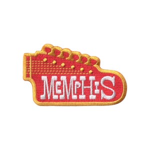 Memphis Guitar Headstock Patch: 3D Embroidered Iron-On Travel Souvenir