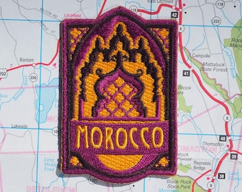 Morocco Patch: Embroidered Iron-On Travel Souvenir (3x2")
