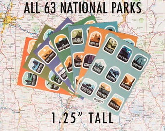All 63 National Parks MINI Stickers