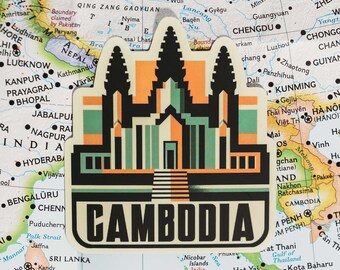 Pegatina de viaje de Angkor Wat, Camboya - Vinilo resistente a la intemperie