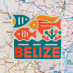 Belize Travel Sticker: Wetterfester Vinyl-Aufkleber (6,5 cm x 7,5 cm)