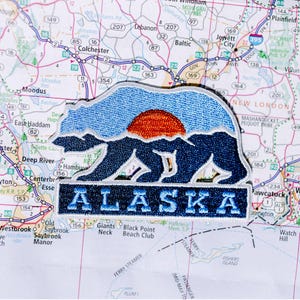 Alaska Patch: Embroidered Bear & Sunset Souvenir