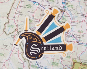 Scotland Bagpipes Sticker - Weatherproof Vinyl Travel Decal