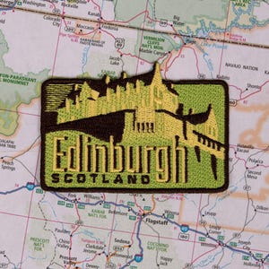 Patch Brodé Édimbourg Écosse - Dimensions 7,5x6 Cm, Thermocollant, 100% Polyester