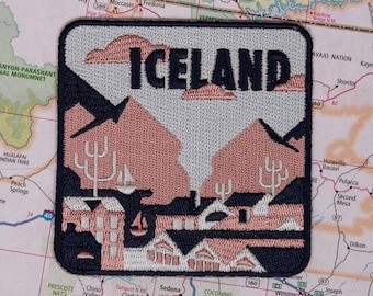 Parche de viaje a Islandia: recuerdo termoadhesivo bordado