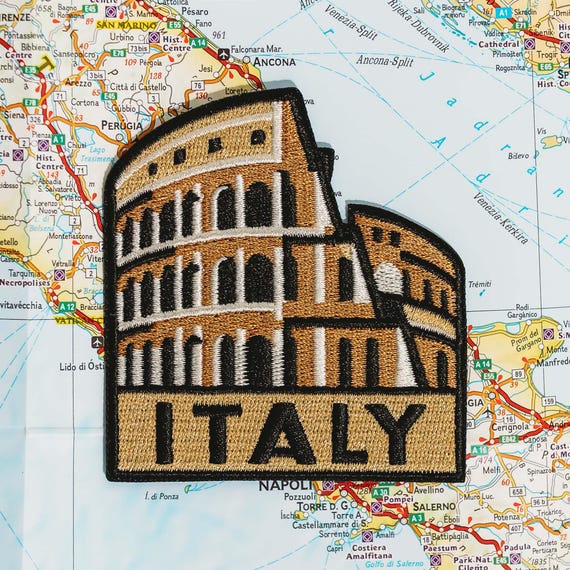 Italy Patch: Colosseum Embroidered Iron-On Travel Souvenir (3x2.75")