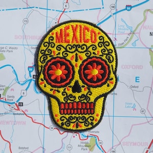 Mexiko Sugar Skull Aufnäher: Gesticktes Aufbügler Reiseandenken