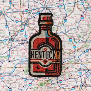 Parche de botella de bourbon de Kentucky - Recuerdo de viaje bordado con plancha
