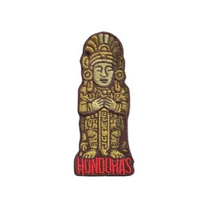 Honduras Mayan Stelae Embroidery Patch - Central America Travel Souvenir