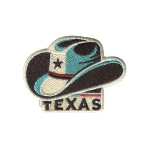 Parche de sombrero de vaquero de Texas: recuerdo de viaje bordado con plancha