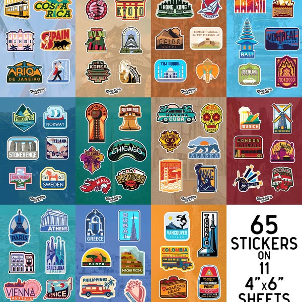 MINI Travel Stickers - 65 Locations!