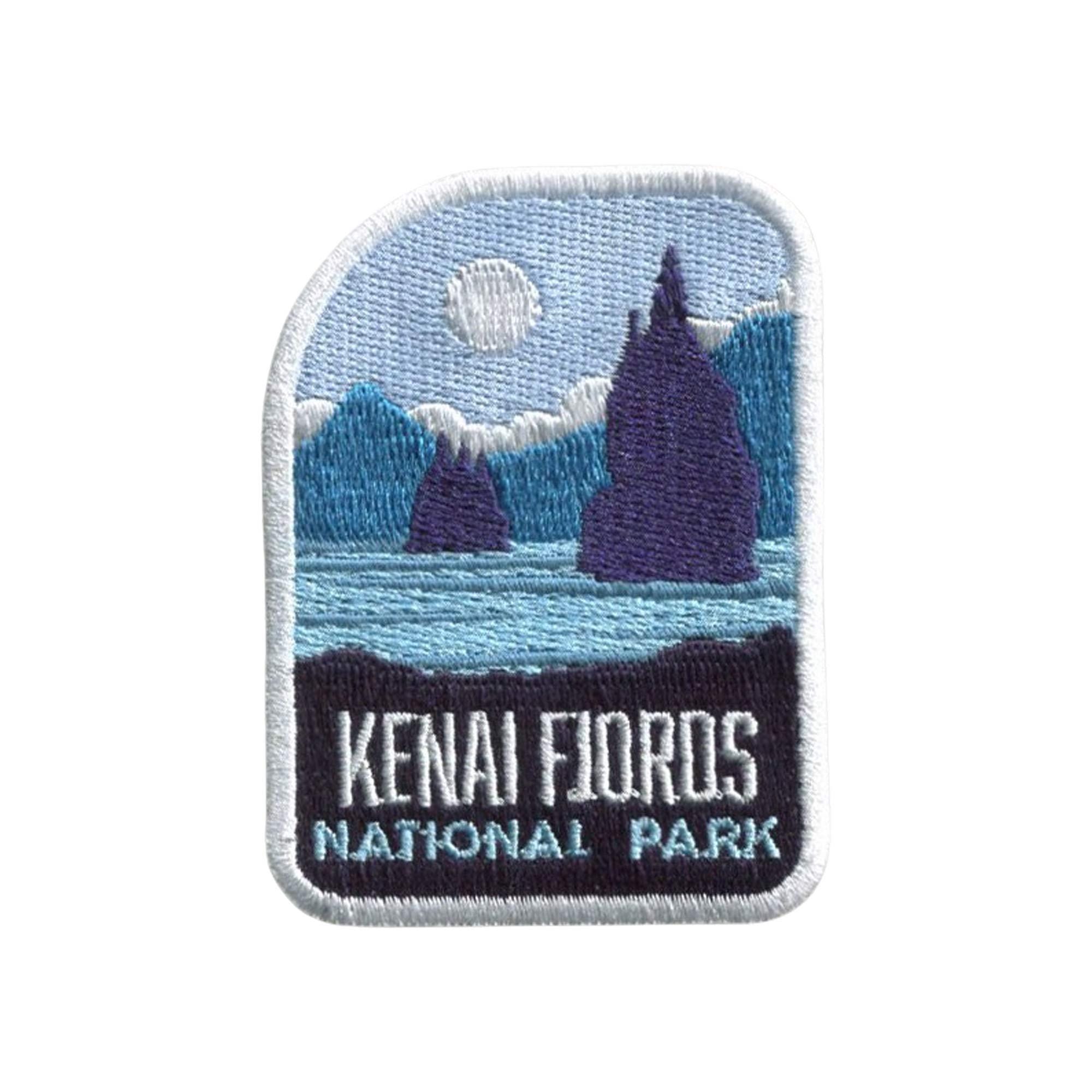 Kenai Fjords National Park Patch – Embroidered Iron-On Souvenir (Blue Heron)