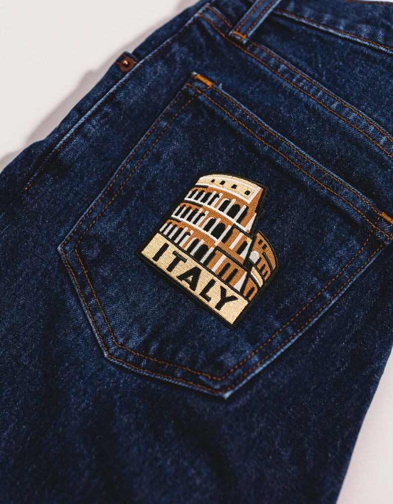 Italy Patch: Colosseum Embroidered Iron-On Travel Souvenir (3x2.75")