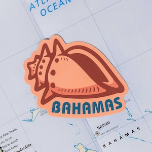 Bahamas Muschelaufkleber: Wetterfester Vinyl-Reiseaufkleber