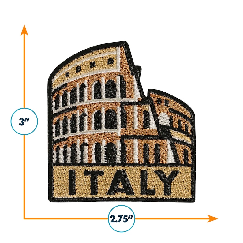 Italy Patch: Colosseum Embroidered Iron-On Travel Souvenir (3x2.75")