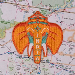 Patch India-olifant: geborduurde opstrijkreissouvenir