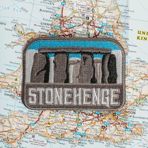 Stonehenge Patch: Embroidered Iron-On Travel Souvenir (2.25” x 3.125")