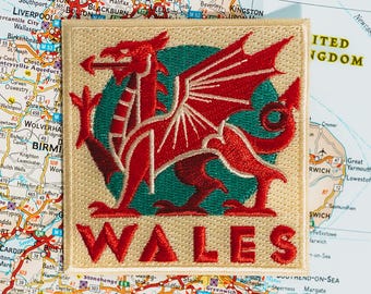 Wales Patch: Embroidered Welsh Dragon Iron-On Travel Souvenir