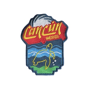 Parche bordado de tortuga de Cancún, México (7,6 x 5,7 cm)