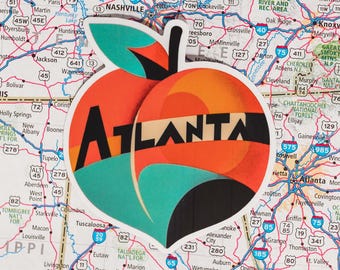 Adhesivo de viaje de Atlanta, Georgia: vinilo mate resistente a la intemperie