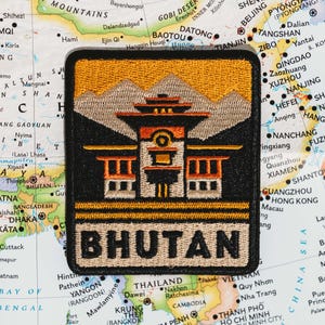 Bhutan Travel Patch: Embroidered Iron-On Souvenir
