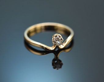 Art Nouveau ring with old cut diamond made of rose gold 585 around 1905