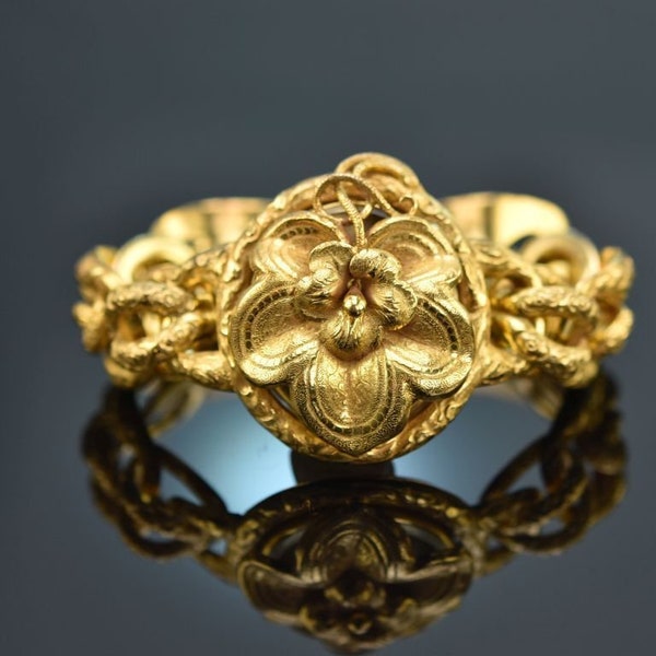 Bracelet Biedermeier avec médaillon et daguerréotype en or 585 vers 1840