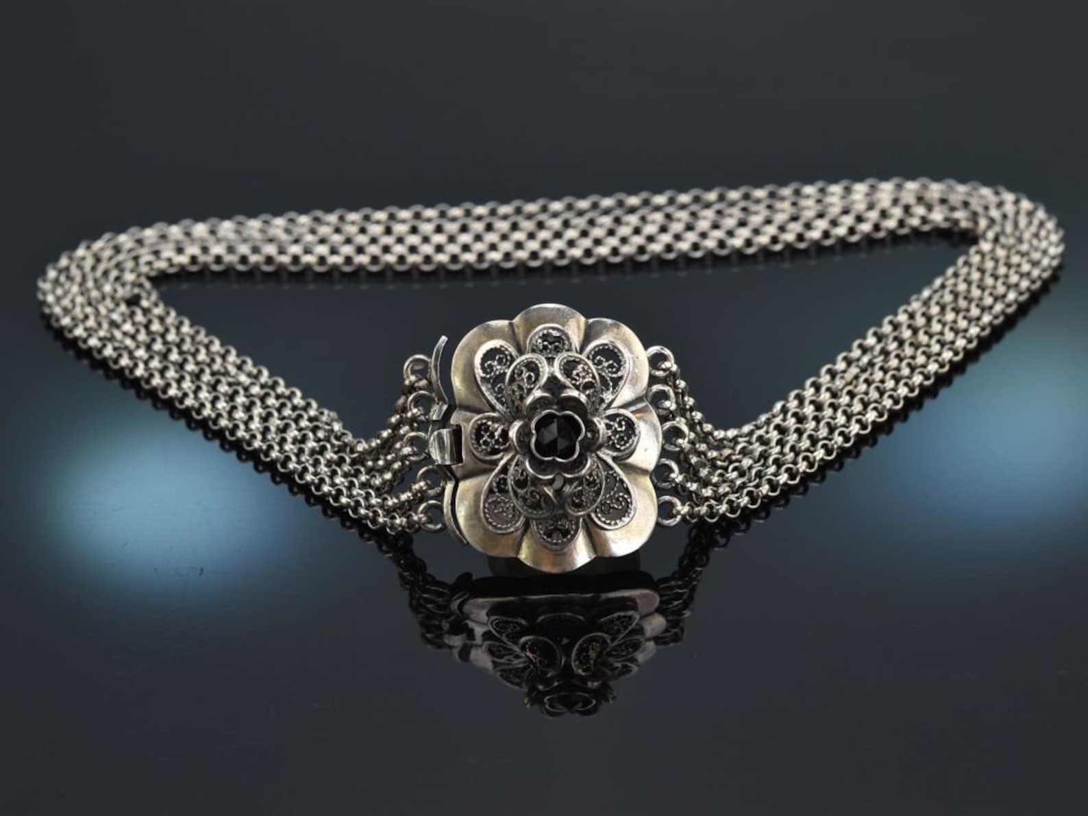 Beautiful traditional dirndl choker necklace silver 800 made in austria 1950