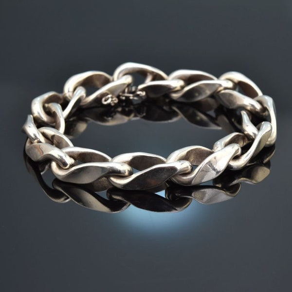 Solid uno a erre bracelet made of 800 silver made in Italy around 1970