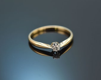 Antique engagement ring with old cut diamond made of 585 gold, made around 1910