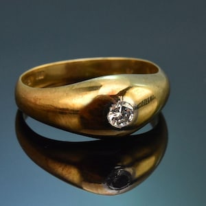 High quality band ring with diamond 0.2 ct yellow gold 585 around 1985