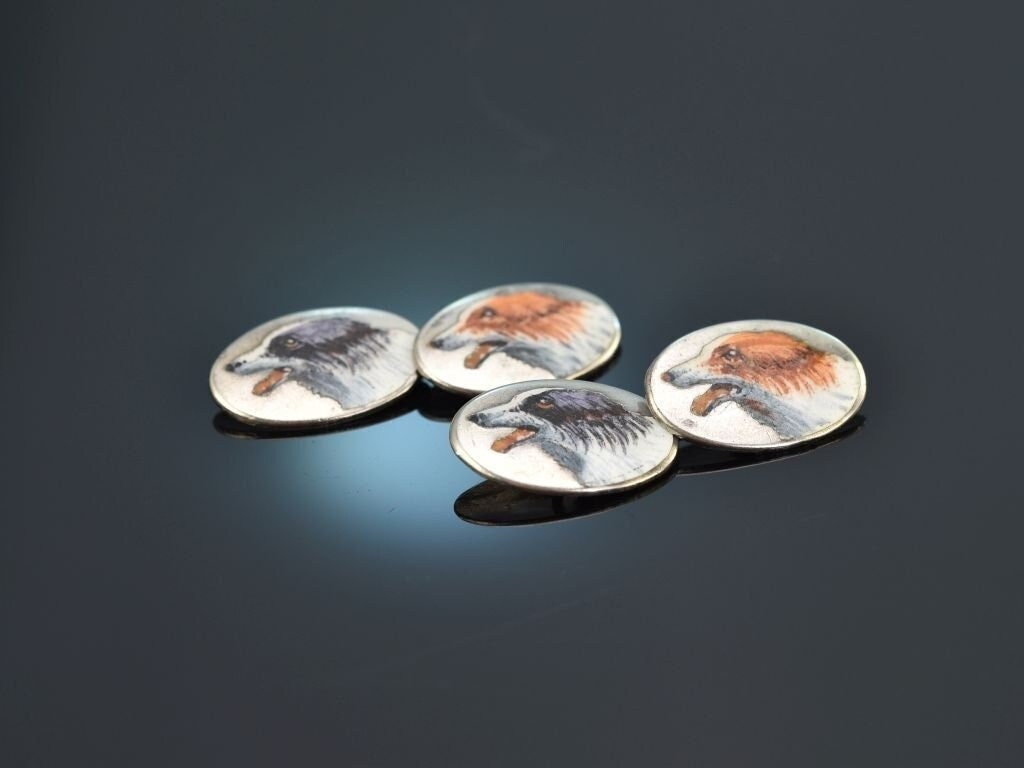 Boutons De Manchette Vintage - Chasseur En Intaille Plaqué Or - Style Rétro élégant