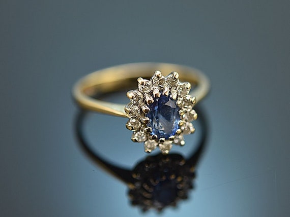 Feiner vintage saphir brillant diamant ring aus g… - image 1