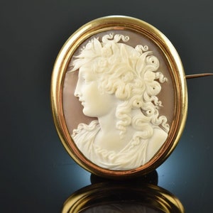 Finest shell cameo gemmen brooch from pinchbeck made around 1860 in england
